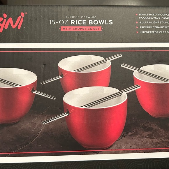 parini Dining New Parini Cookware Ceramic Rice Bowls W Chopsticks